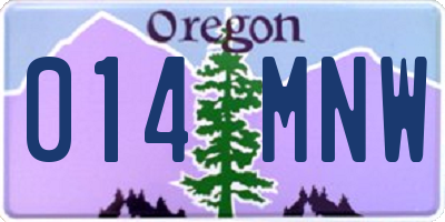 OR license plate 014MNW