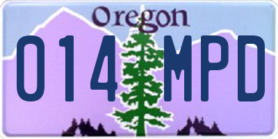 OR license plate 014MPD