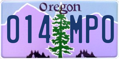 OR license plate 014MPO