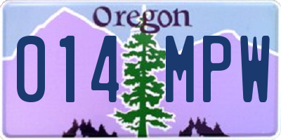 OR license plate 014MPW
