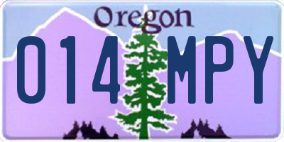 OR license plate 014MPY