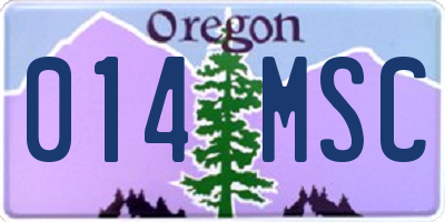 OR license plate 014MSC
