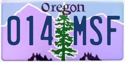 OR license plate 014MSF