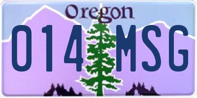 OR license plate 014MSG