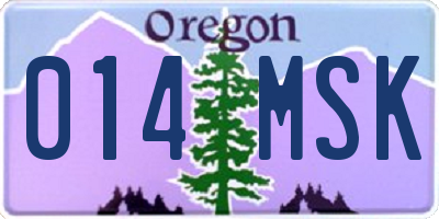 OR license plate 014MSK