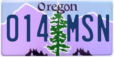 OR license plate 014MSN