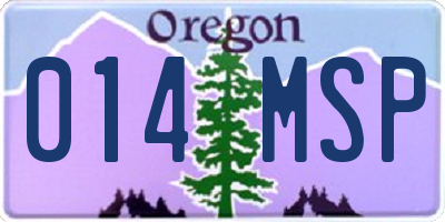 OR license plate 014MSP