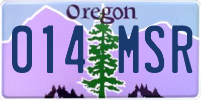 OR license plate 014MSR