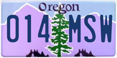 OR license plate 014MSW