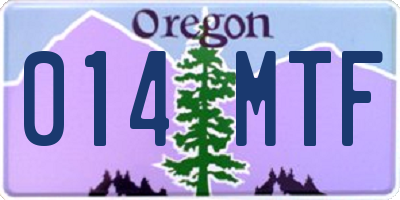 OR license plate 014MTF