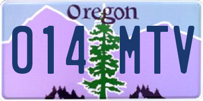 OR license plate 014MTV