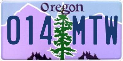 OR license plate 014MTW