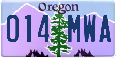 OR license plate 014MWA