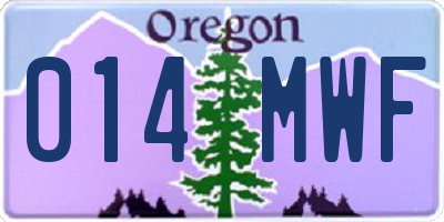 OR license plate 014MWF