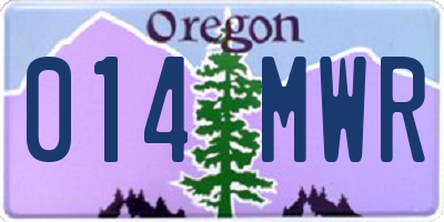 OR license plate 014MWR