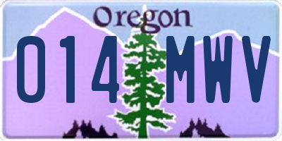 OR license plate 014MWV