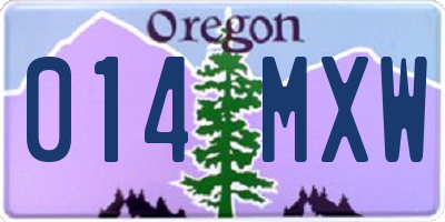 OR license plate 014MXW