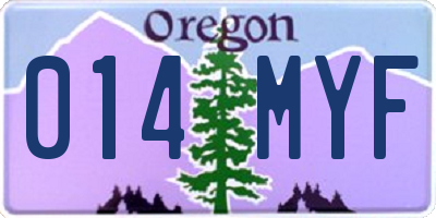 OR license plate 014MYF
