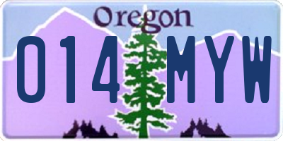 OR license plate 014MYW