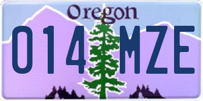 OR license plate 014MZE