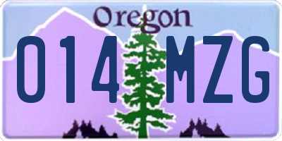 OR license plate 014MZG