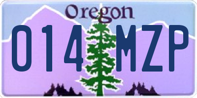 OR license plate 014MZP