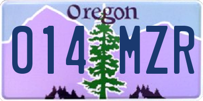 OR license plate 014MZR
