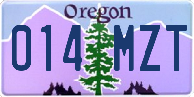 OR license plate 014MZT