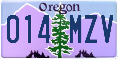 OR license plate 014MZV