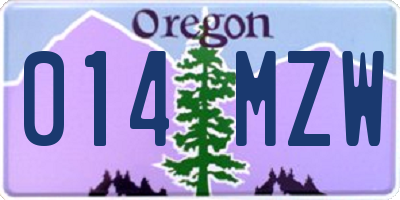 OR license plate 014MZW