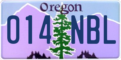 OR license plate 014NBL