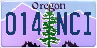 OR license plate 014NCI