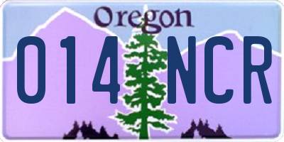 OR license plate 014NCR
