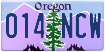 OR license plate 014NCW