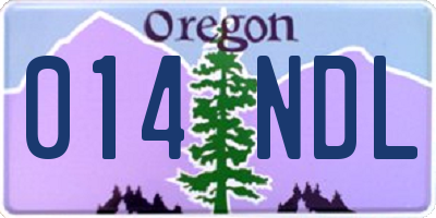 OR license plate 014NDL