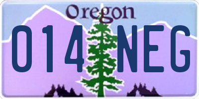 OR license plate 014NEG