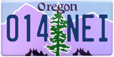 OR license plate 014NEI