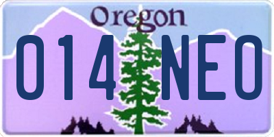 OR license plate 014NEO