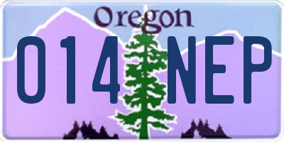 OR license plate 014NEP