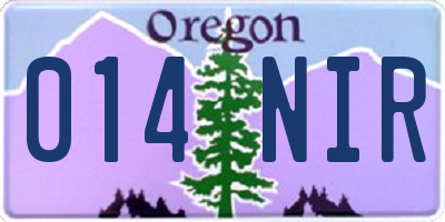 OR license plate 014NIR