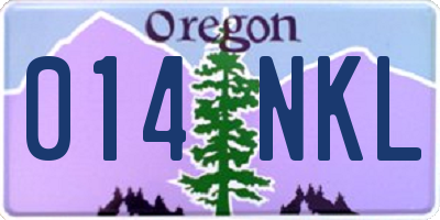 OR license plate 014NKL