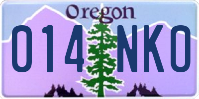 OR license plate 014NKO