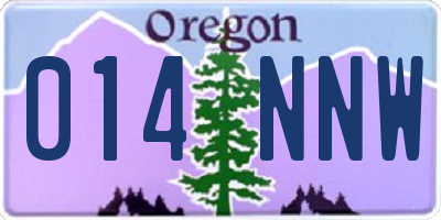 OR license plate 014NNW