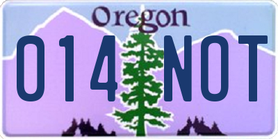 OR license plate 014NOT