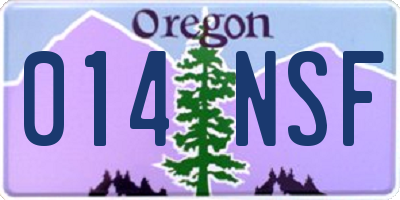 OR license plate 014NSF