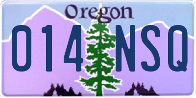 OR license plate 014NSQ