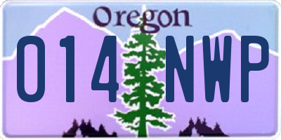 OR license plate 014NWP