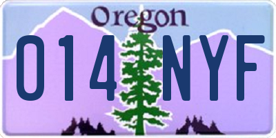OR license plate 014NYF