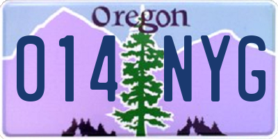 OR license plate 014NYG