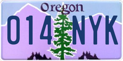 OR license plate 014NYK